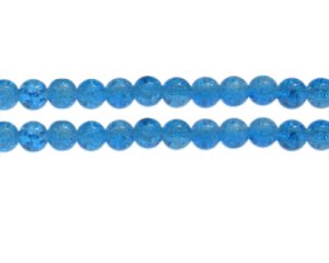 (image for) 8mm Deep Turq. Crackle Glass Bead, approx. 55 beads