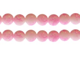 (image for) 12mm Pink Marble-Style Glass Bead, approx. 17 beads