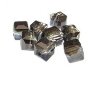 (image for) 12mm Silver/Black Faceted Cube Glass Bead, 8 beads