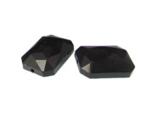 (image for) 28 x 18mm Black Faceted Glass Rectangle Bead, 2 beads