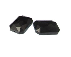 (image for) 28 x 18mm Black Faceted Glass Rectangle Bead, 2 beads