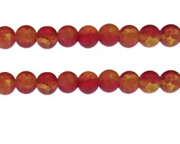 (image for) 10mm Red/Yellow Crackle Frosted Duo Bead, approx. 17 beads