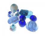 Approx. 2oz. Blue Handmade Lampwork Glass Bead Mix Approx. 2oz. Blue Handmade Lampwork Glass Bead Mix