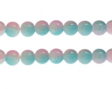 (image for) 12mm Pastel Blue/Pink Duo-Style Glass Bead, approx. 14 beads