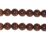 8mm Dark Brown Round Cat's Eye Beads, approx. 15 beads