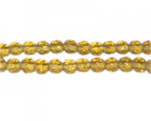 6mm Gold Faceted Glass Bead, 13" string