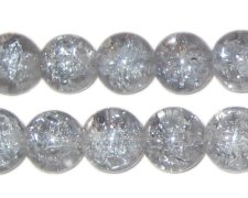 (image for) 12mm Silver Crackle Glass Bead, approx. 17 beads