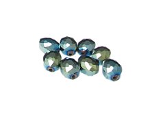 16 x 12mm Blue Electroplated Faceted Glass Oval Bead, 8 beads (image for) 16 x 12mm Blue Electroplated Faceted Glass Oval Bead, 8 beads