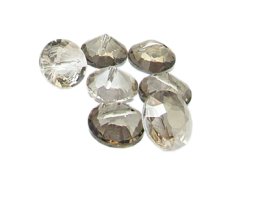 (image for) 16 x 12mm Silver half-Bicone Faceted Glass Bead, 8 beads, hole in back