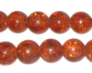 (image for) 12mm Light Brown Crackle Glass Bead, 8" string, approx. 18 beads