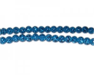 6mm Turquoise Spot Marble-Style Glass Bead, approx. 73 beads