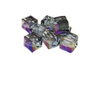 (image for) 12mm Silver Luster Faceted Cube Glass Bead, 8 beads