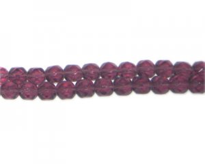 6mm Deep Plum Faceted Glass Bead, 13" string