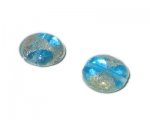 20mm Turq. Foil Flat Round Handmade Lampwork Glass Bead, 4 beads 20mm Turq. Foil Flat Round Handmade Lampwork Glass Bead, 4 beads