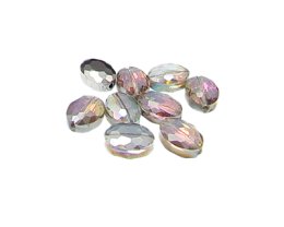(image for) 16 x 12mm Silver Luster Faceted Glass Oval Bead, 8 beads