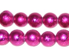 (image for) 12mm Drizzled Fuchsia Glass Bead, approx. 14 beads
