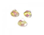 12mm Yellow Inside-Foil Floral Heart Handmade Lampwork Glass Bea 12mm Yellow Inside-Foil Floral Heart Handmade Lampwork Glass Bea