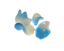 (image for) 26 x 18mm Turquoise/White Twirl Lampwork Glass Bead, 5 beads