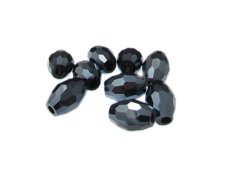 (image for) 14 x 10mm Gunmetal Faceted Glass Bicone Bead, 8 beads