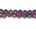 10mm Red USA Abstract Glass Bead, approx. 16 beads