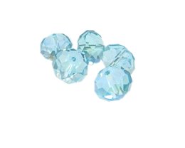 (image for) 16 x 14mm Turquoise Faceted Rondelle Glass Bead, 5 beads
