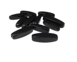 (image for) 20 - 24mm Black Squared Tube Glass Bead, 10 beads
