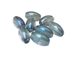 (image for) 16 x 10mm Blue Glass Oval Bead, 8 beads