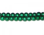 8mm Drizzled Dark Green Glass Bead, approx. 35 beads