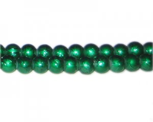 8mm Drizzled Dark Green Glass Bead, approx. 35 beads