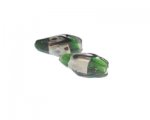 32 x 20mm Green Foil Lampwork Diamond Glass Bead, 2 beads 32 x 20mm Green Foil Lampwork Diamond Glass Bead, 2 beads