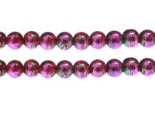 (image for) 10mm Feisty Fuchsia Abstract Glass Bead, approx. 17 beads