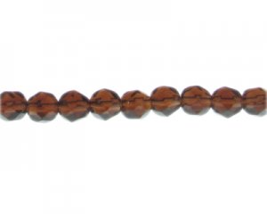10mm Brown Faceted Glass Bead, 13" string
