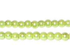 (image for) 6mm Round Apple Green Glass Pearl Bead, approx 78 beads