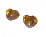 20mm Bronze Inside-Foil Heart Handmade Lampwork Glass Bead, 4 be 20mm Bronze Inside-Foil Heart Handmade Lampwork Glass Bead, 4 be