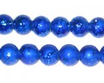 10mm Drizzled Blue Glass Bead, approx. 17 beads