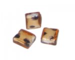 14mm Orange Dot Square Lampwork Glass Bead, 6 beads 14mm Orange Dot Square Lampwork Glass Bead, 6 beads
