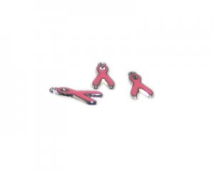 20 x 10mm Pink Cancer Awareness Silver Metal Charm, 3 charms