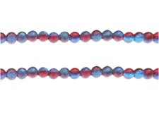 (image for) 6mm Pale Red/Blue Crackle Frosted Duo Bead, approx. 46 beads