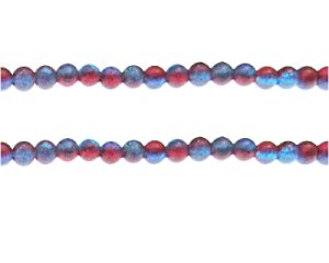 (image for) 6mm Pale Red/Blue Crackle Frosted Duo Bead, approx. 46 beads