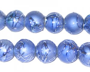 12mm Drizzled Lilac Glass Bead, approx. 13 beads