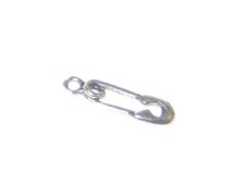 (image for) 6 x 18mm Antique Silver Safety Pin Metal Charm - 4 charms