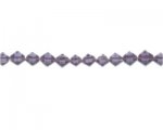 6mm Purple Faceted Bi-cone Glass Bead, 13" string 6mm Purple Faceted Bi-cone Glass Bead, 13" string