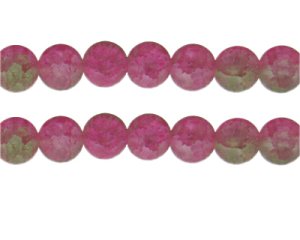 (image for) 12mm Pink/Apple Green Crackle Frosted Duo Bead, approx. 14 beads