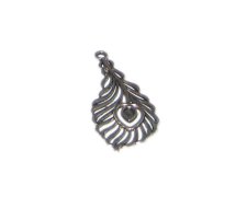 (image for) 38 x 18mm Silver Feather Metal Pendant, 2 pendants/charms