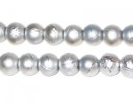 8mm Drizzled Silver Glass Beads, approx. 35 beads