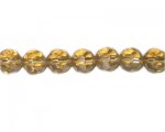 12mm Gold Faceted Round Glass Bead, 13" string 12mm Gold Faceted Round Glass Bead, 13" string