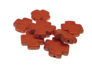 (image for) 20mm Dark Orange Cross Dyed Turquoise Bead, 7 beads