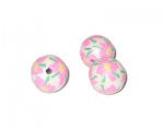 14mm Soft Pink Floral Polymer Clay Bead, 10 beads 14mm Soft Pink Floral Polymer Clay Bead, 10 beads