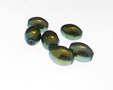 (image for) 16 x 14mm Aqua Electroplated Oval Glass Bead, 6 beads