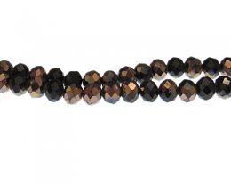 (image for) 8 x 6mm Copper/Black Faceted Rondelle Glass Bead, 16" string